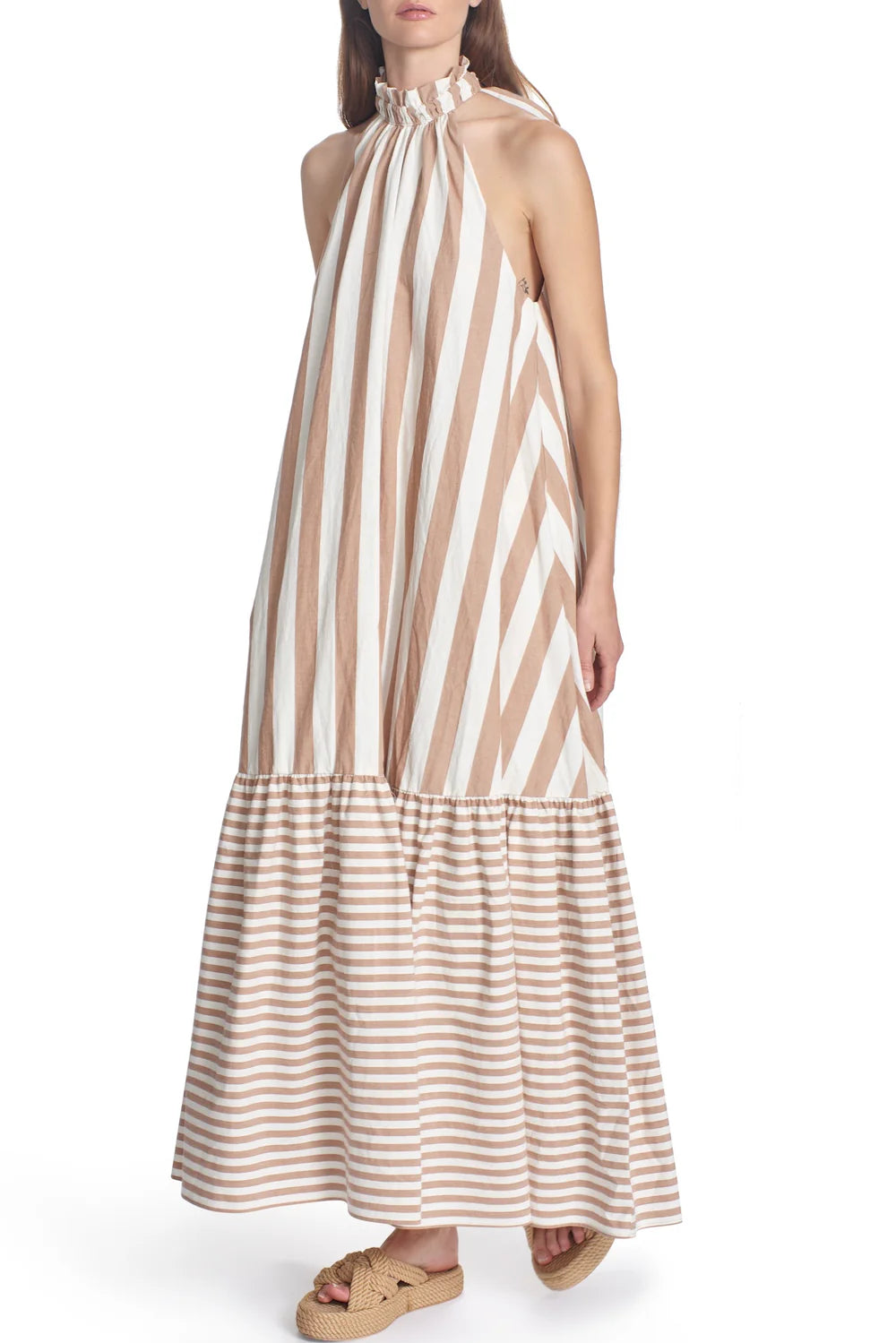 Corey Lynn Calter Avalon Dress in Tan Stripe