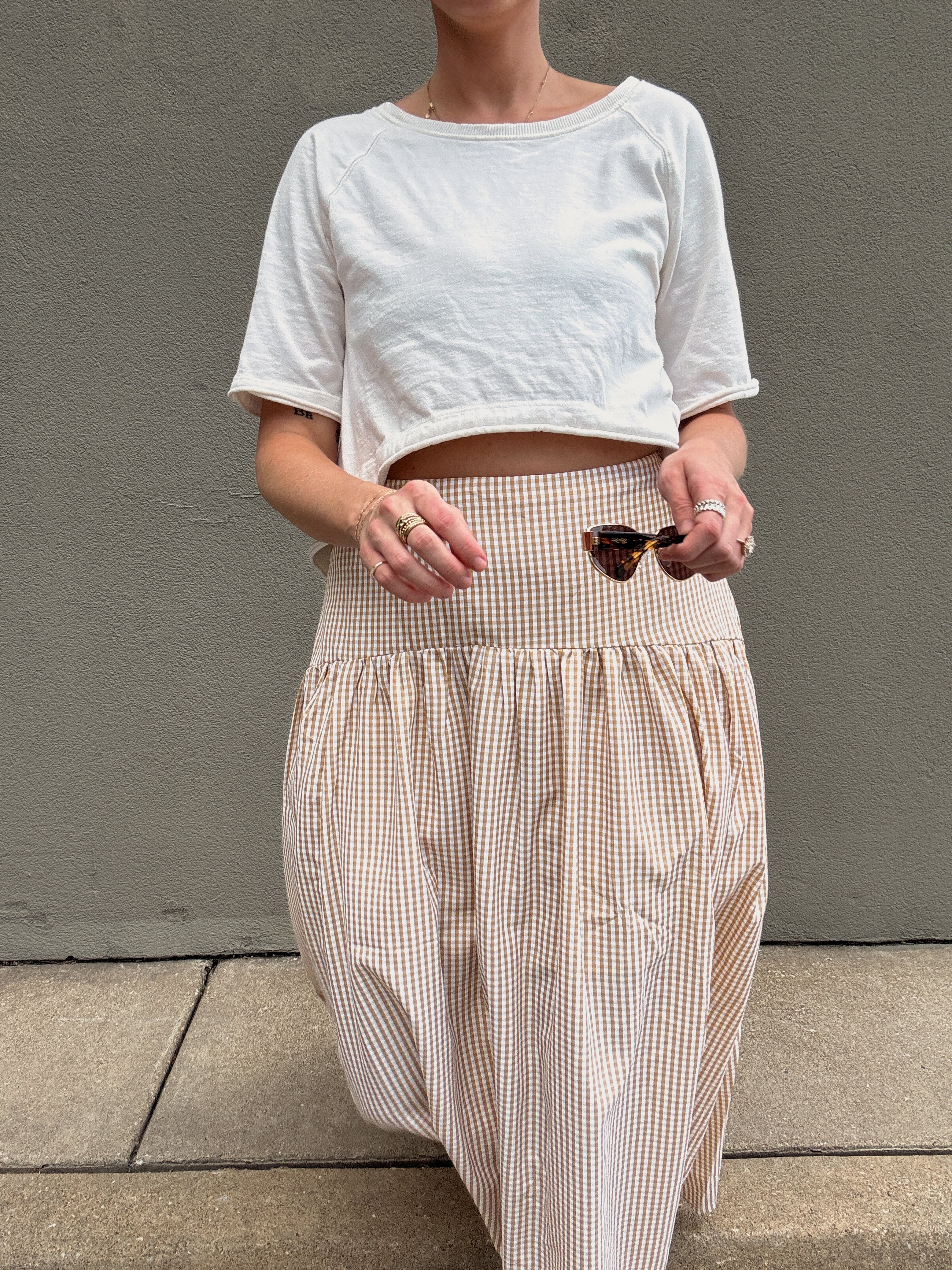 Set Your Sails Skirt - Tan Gingham