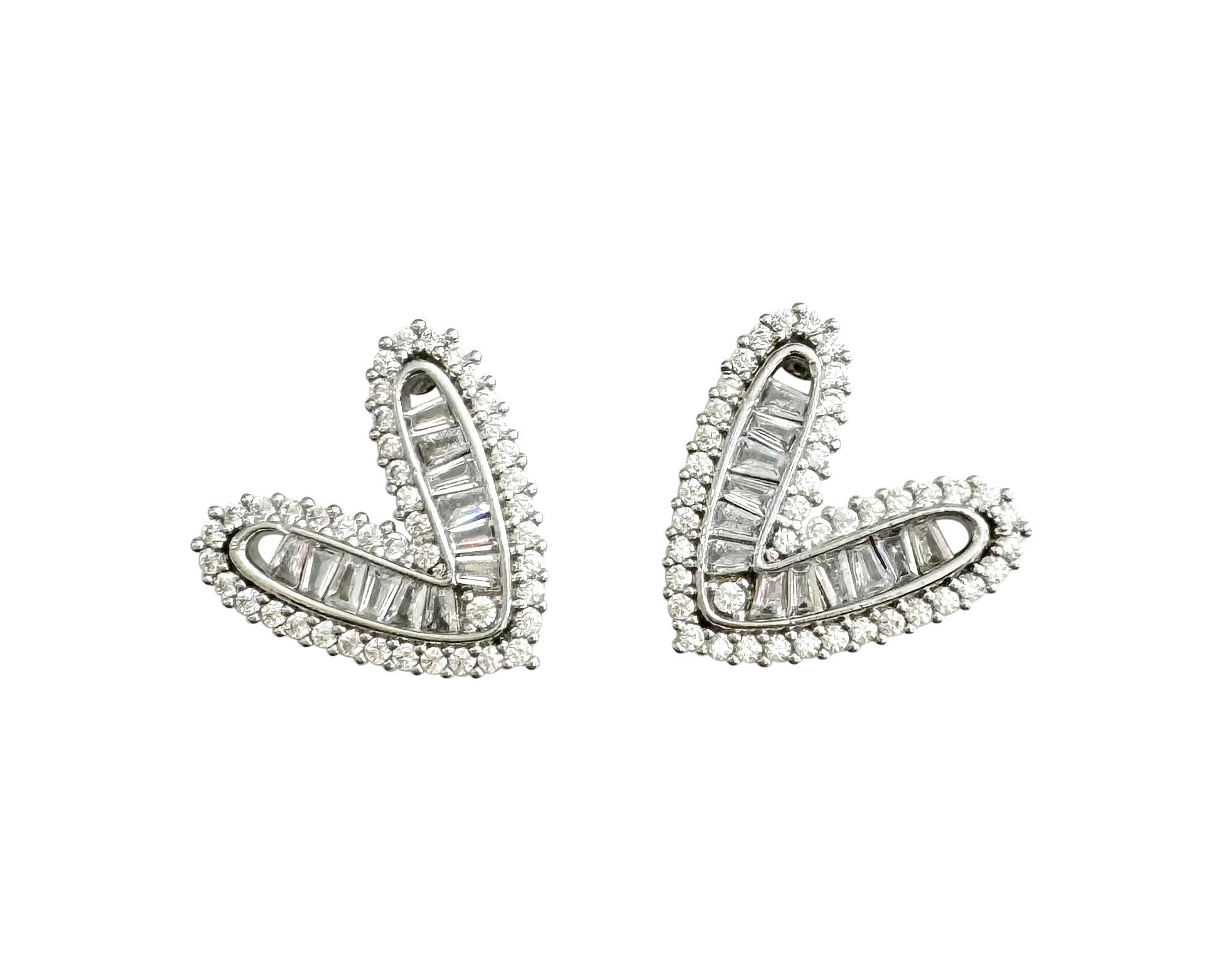 Georgia CZ Heart Stud Earrings: Silver