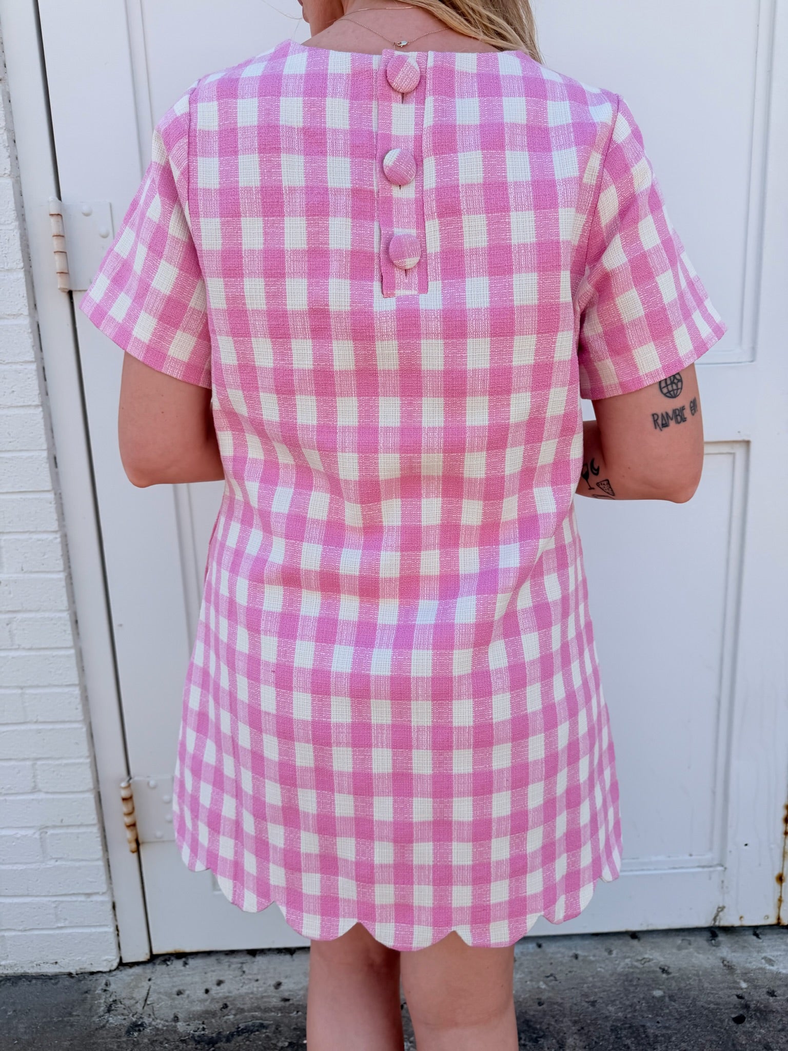 Pink Picnic Scallop Hem Dress