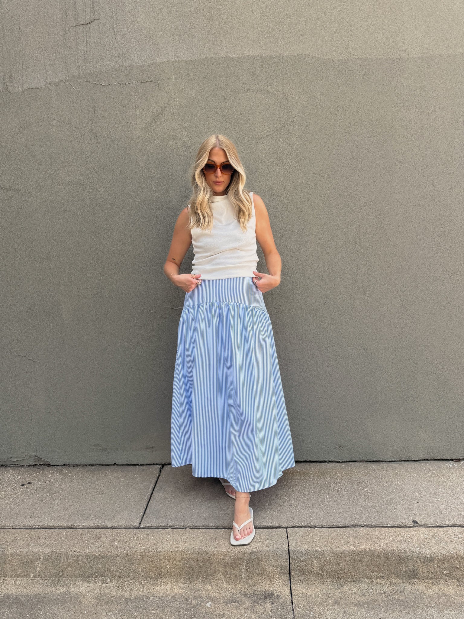 Set Your Sails Skirt - Blue & White Stripe