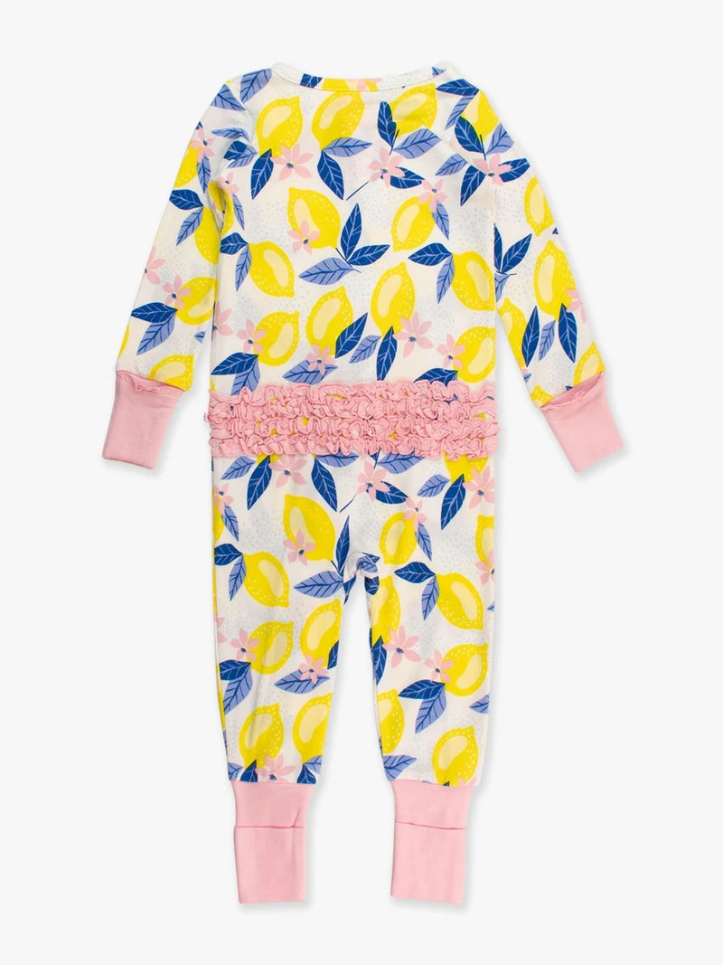 RuffleButts + RuggedButts Lemon Capri Bamboo Convertible Ruffle One Piece Footie