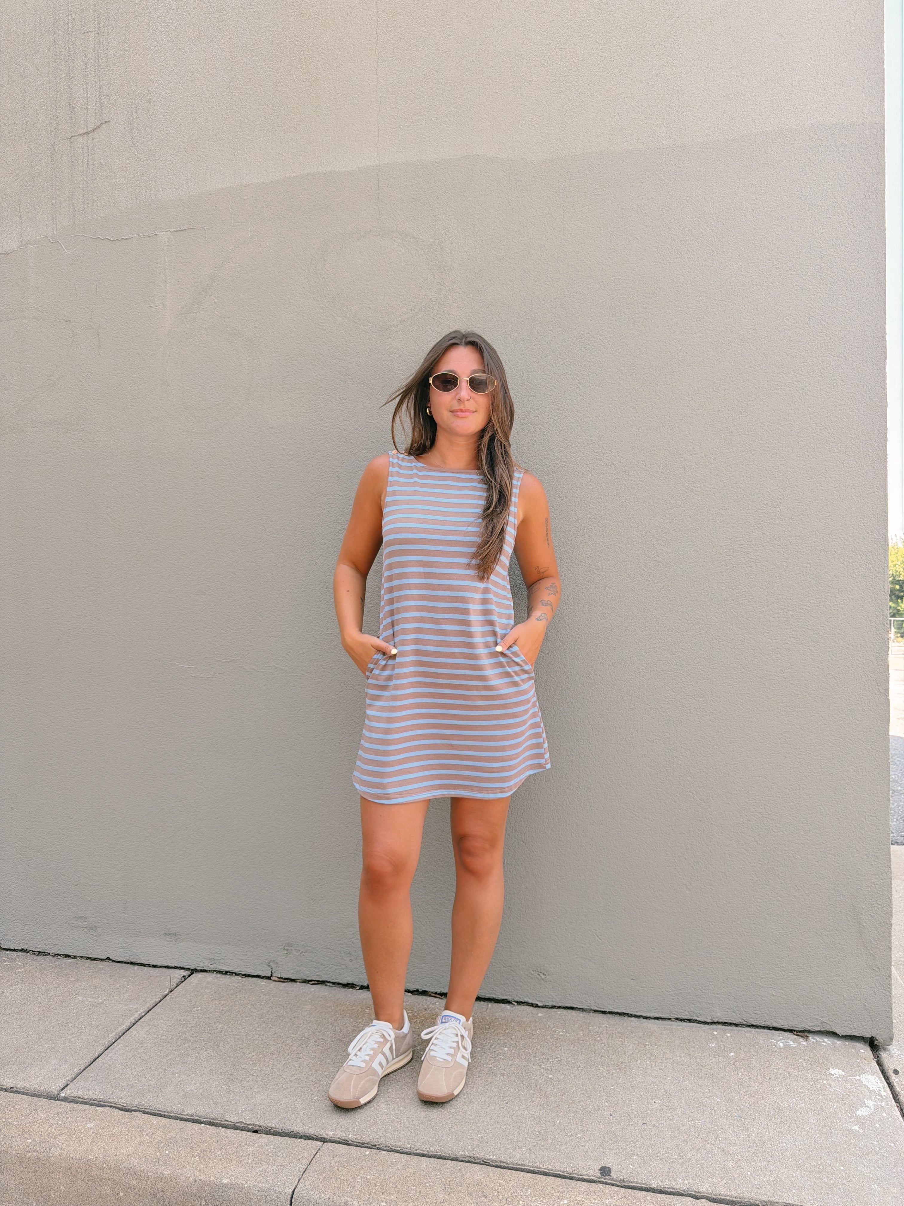 Sami Striped Boat Neck Mini Dress