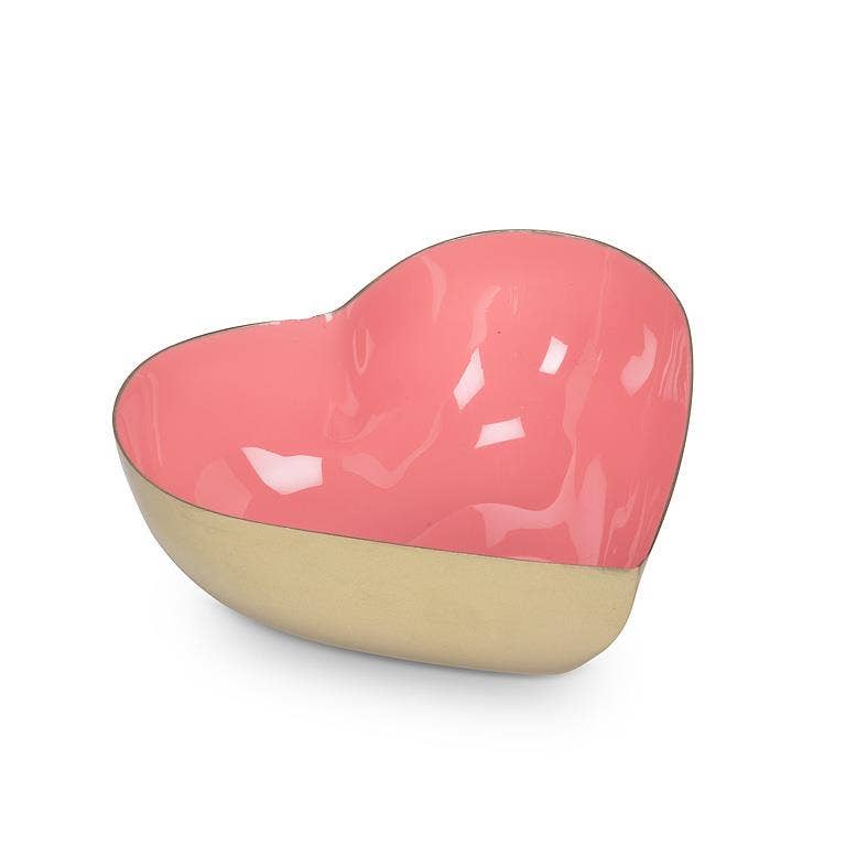 Heart Shaped Enamel Bowl - Pink - 4.5"W