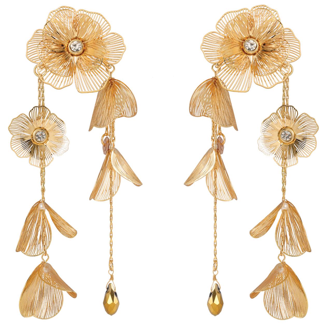 Pearl Petal Dangle Earrings