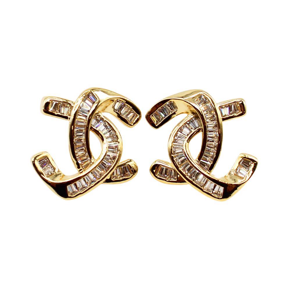 Rhinestone Double C Earring
