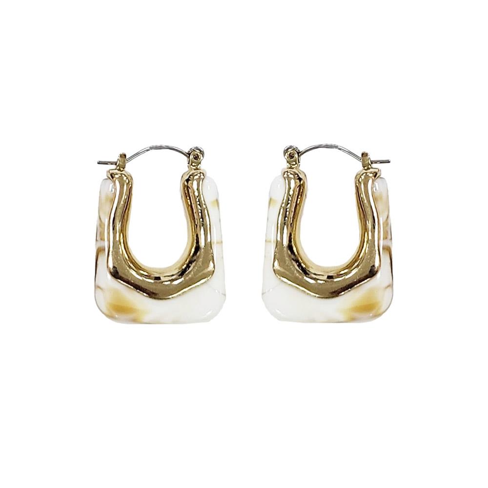 Resin Metal Rectangle Earring
