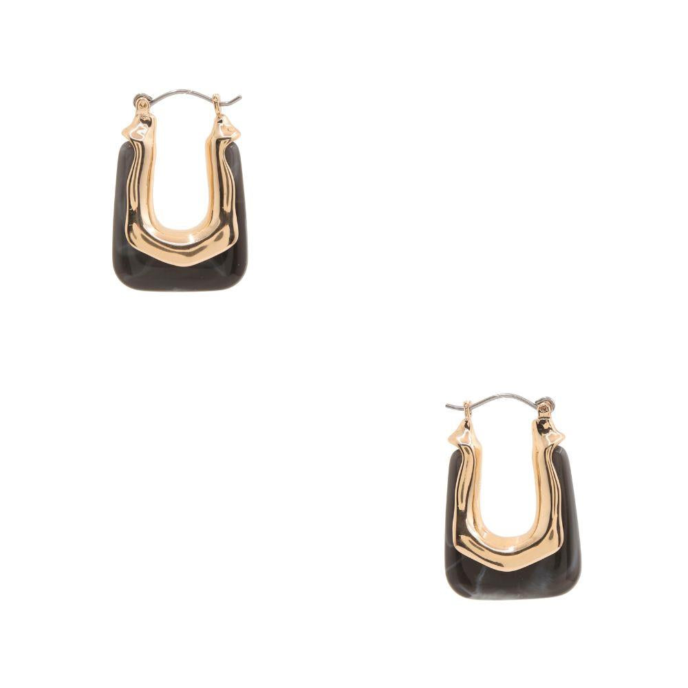 Resin Metal Rectangle Earring