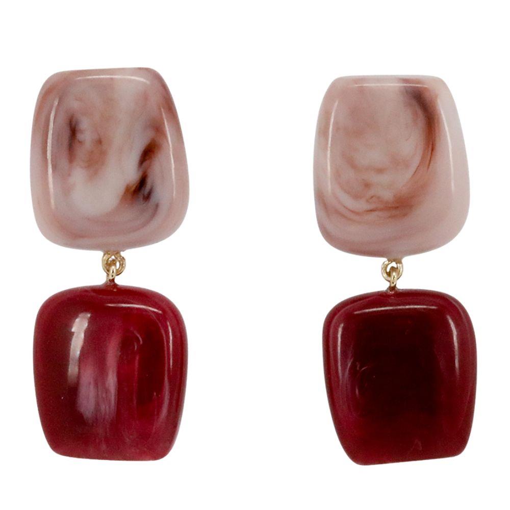 Pink and Red Stone Earring