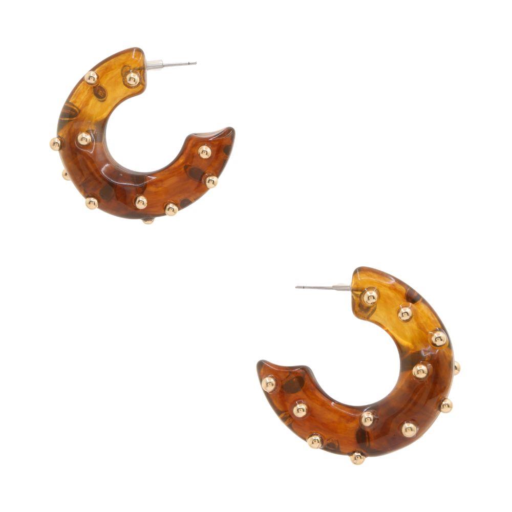 Brown Acrylic Studded Hoops