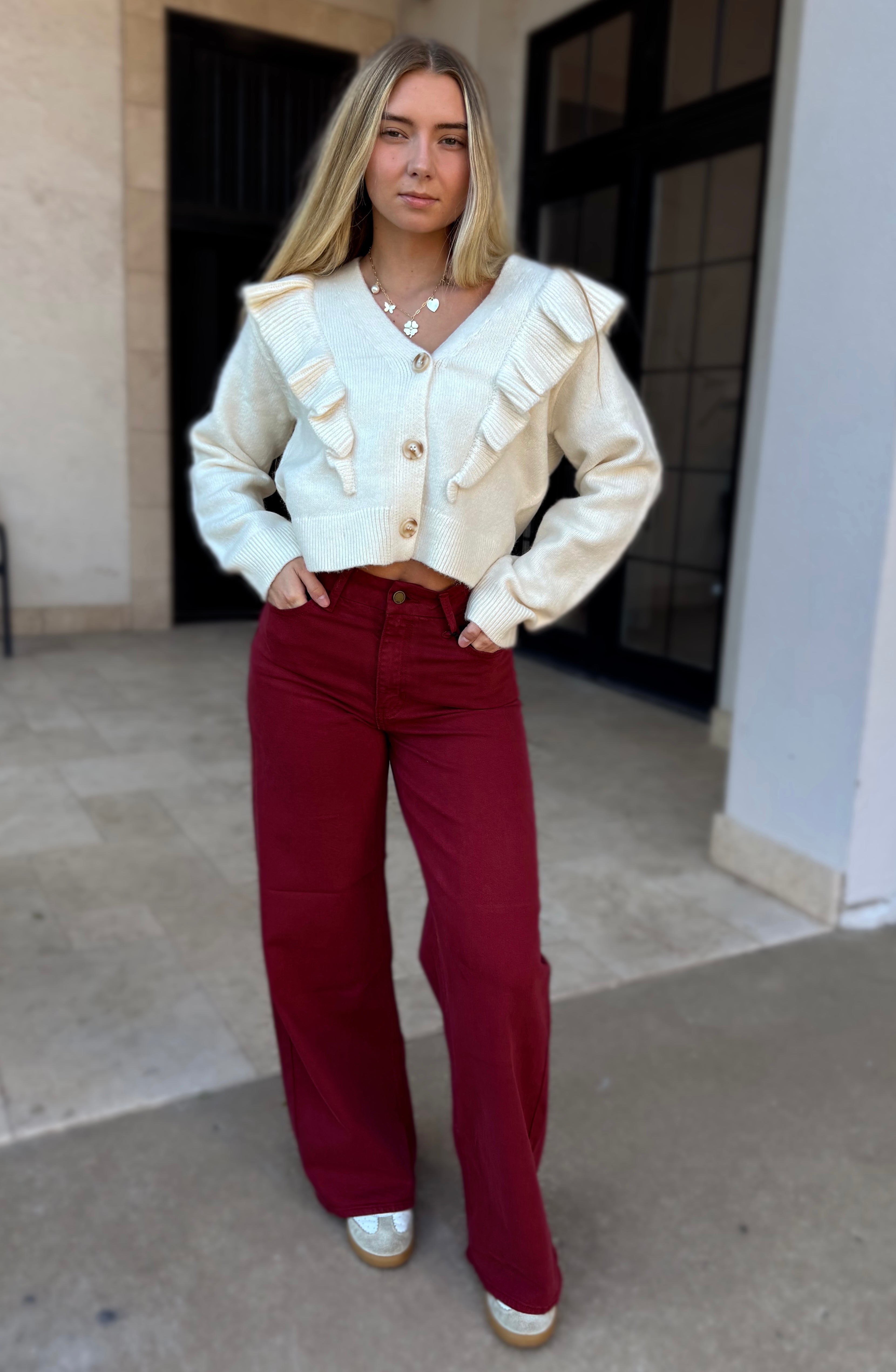 Ruffle Knit Cardigan