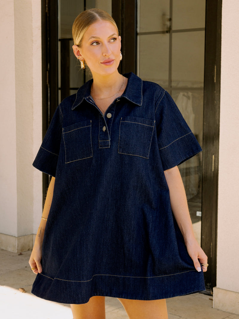 Collared Denim Dress