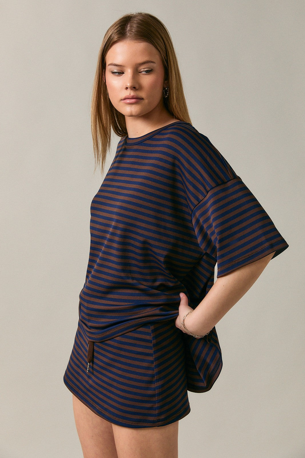PRE-ORDER (ETA 7/30) Weekender Stripe Top - Brown/Navy