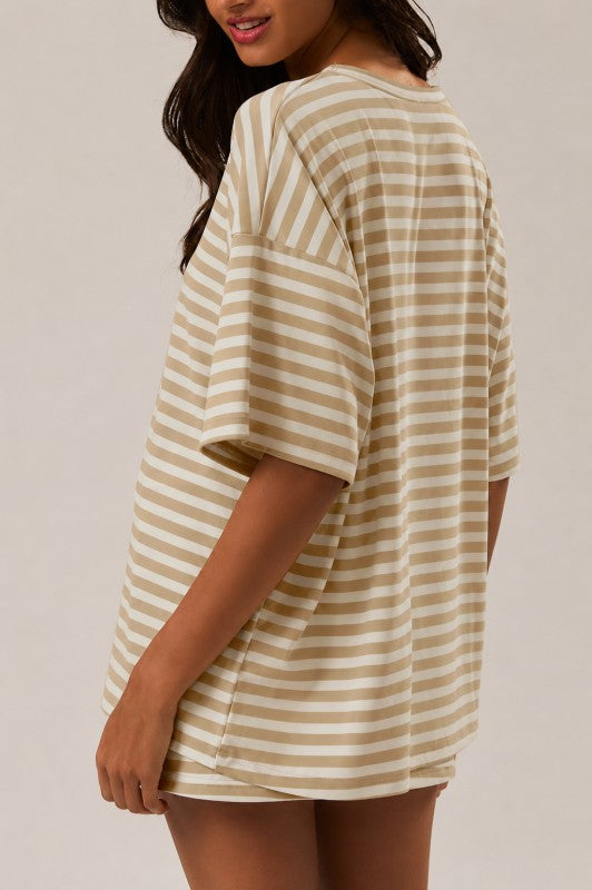 Pre-Order Weekender Stripe Skort - Beige (eta 8/30)