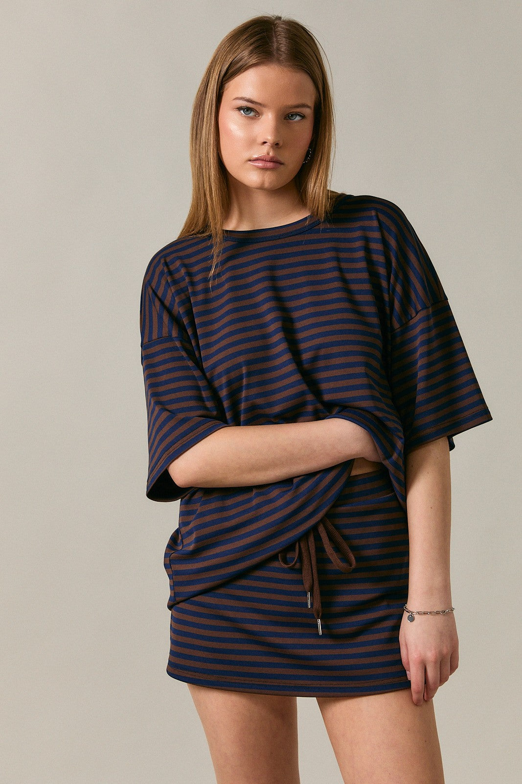PRE-ORDER (ETA 7/30) Weekender Stripe Top - Brown/Navy