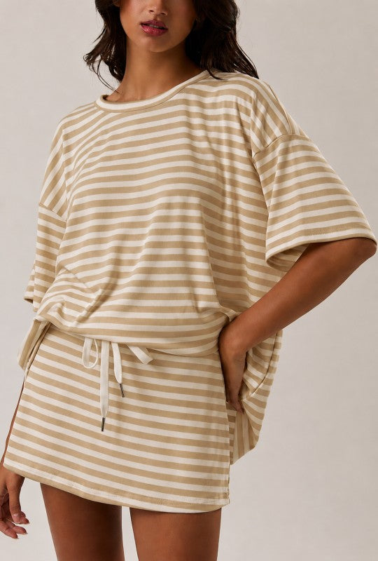 Pre-Order Weekender Stripe Skort - Beige (eta 8/30)