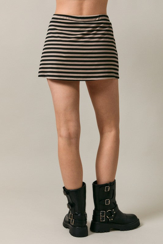 Pre-Order Weekender Stripe Skort - Black/Taupe (eta 8/30)