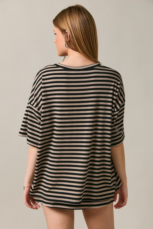 Pre-Order Weekender Stripe Skort - Black/Taupe (eta 8/30)