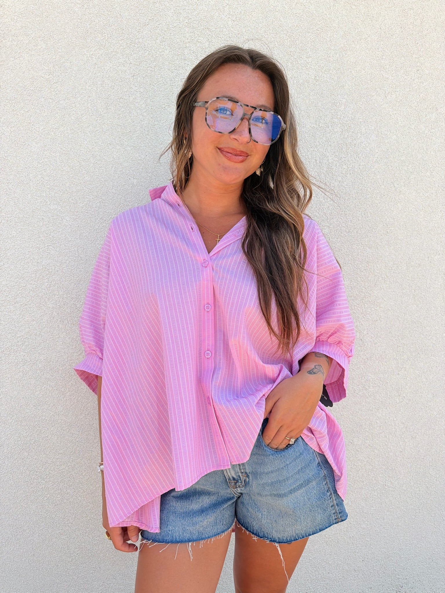 Bubblegum Button Up