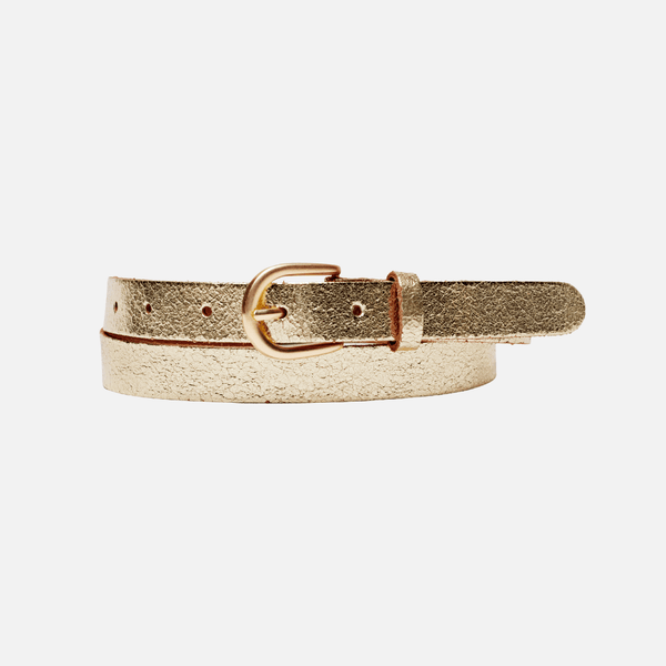 Eva | Metallic Skinny Fun Full Grain Leather Belt