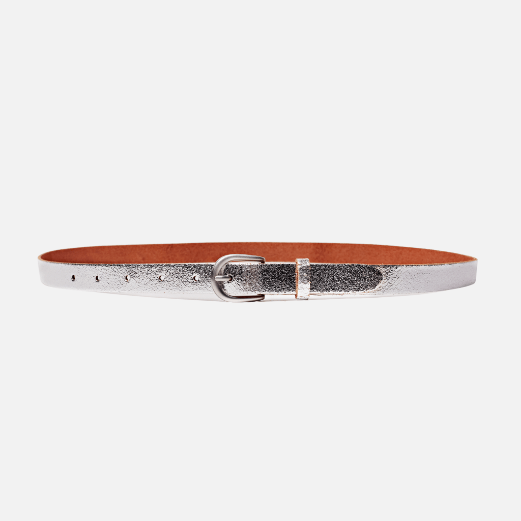 Eva | Metallic Skinny Fun Full Grain Leather Belt