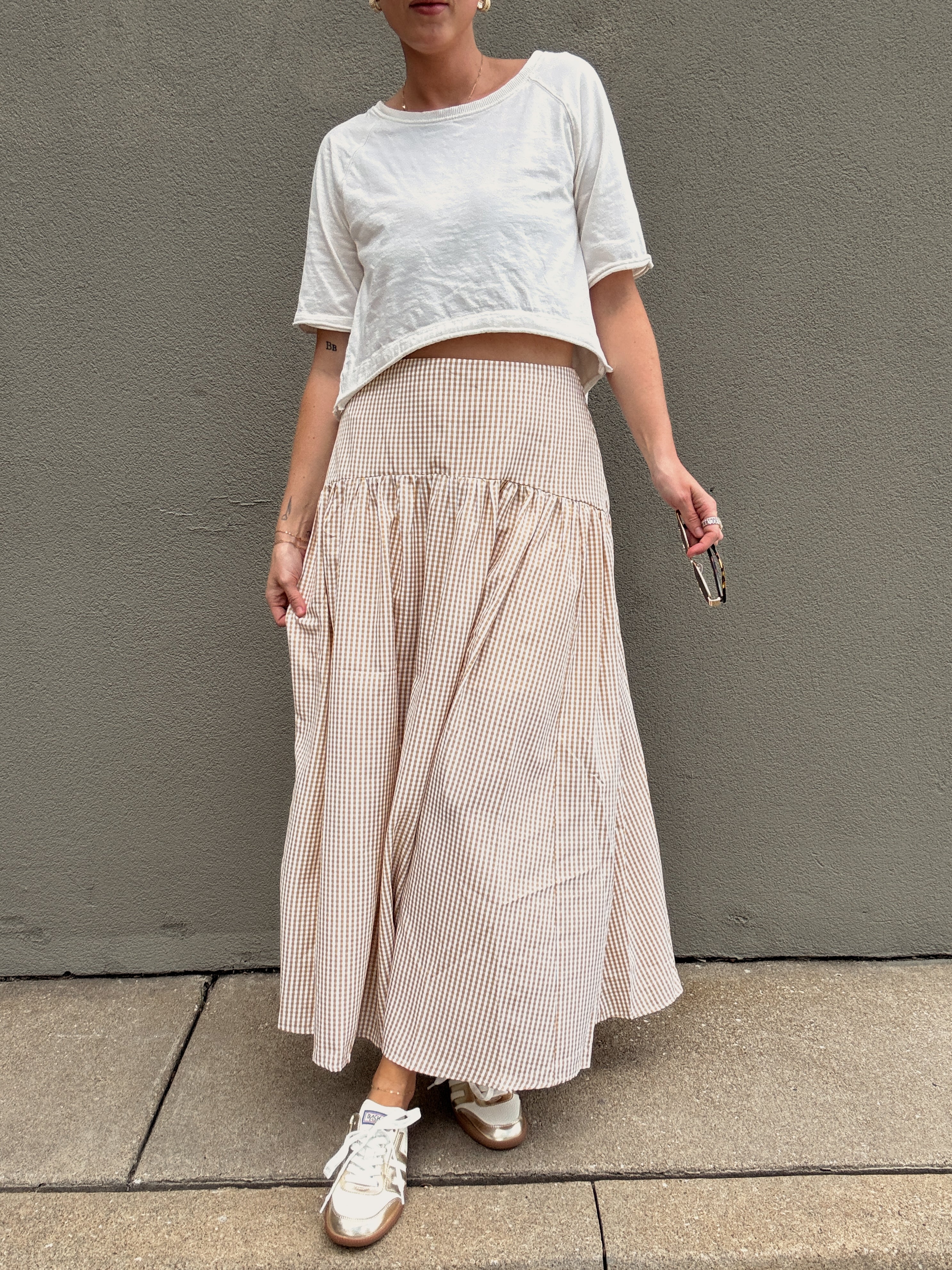 Set Your Sails Skirt - Tan Gingham