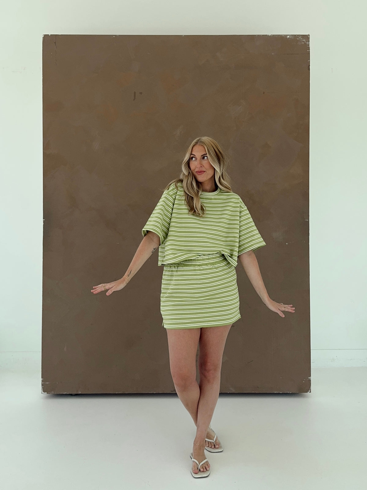 Macy Matcha Stripe Skort