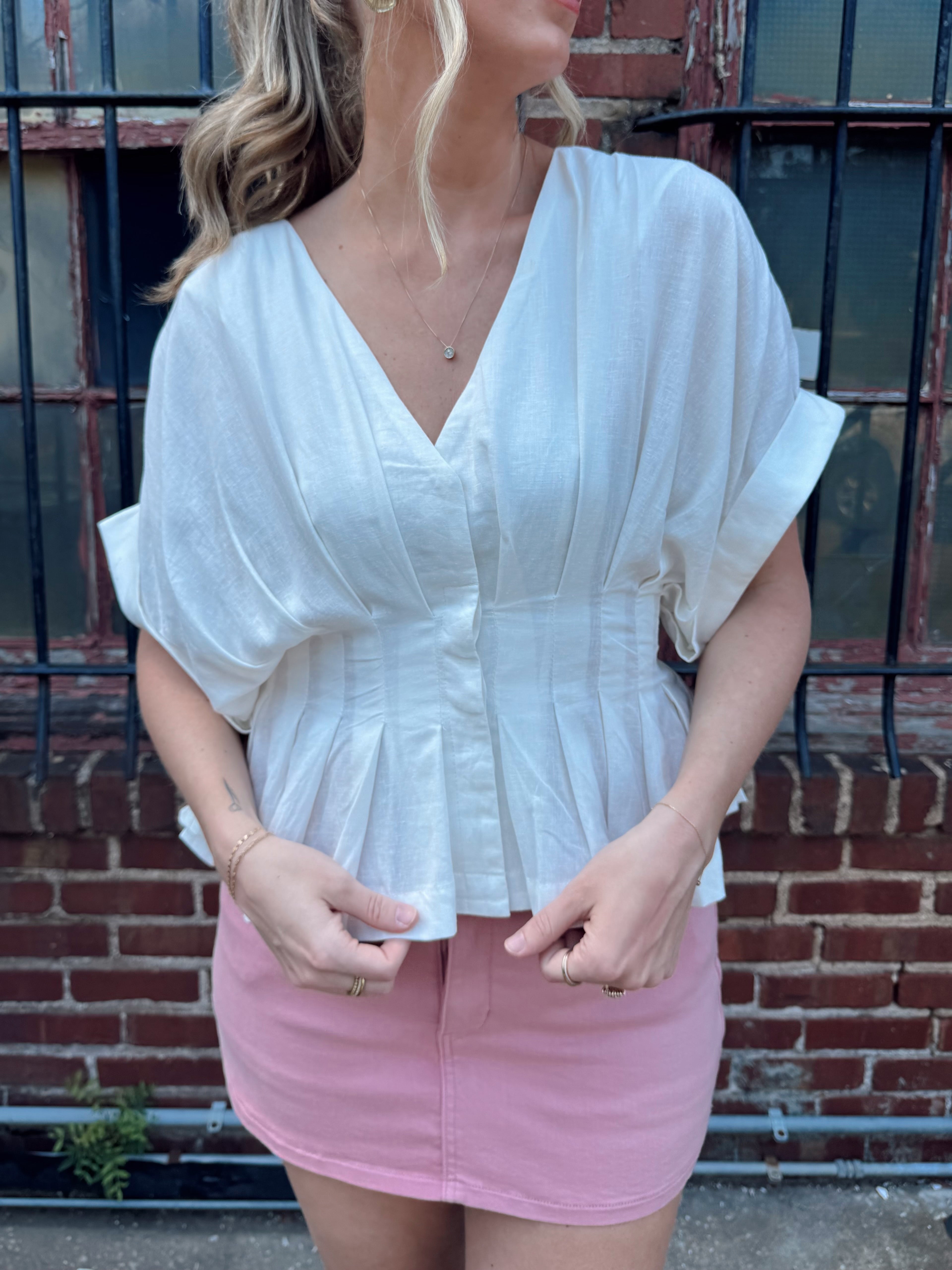 Elevated Affairs Pleated Detail Shirt