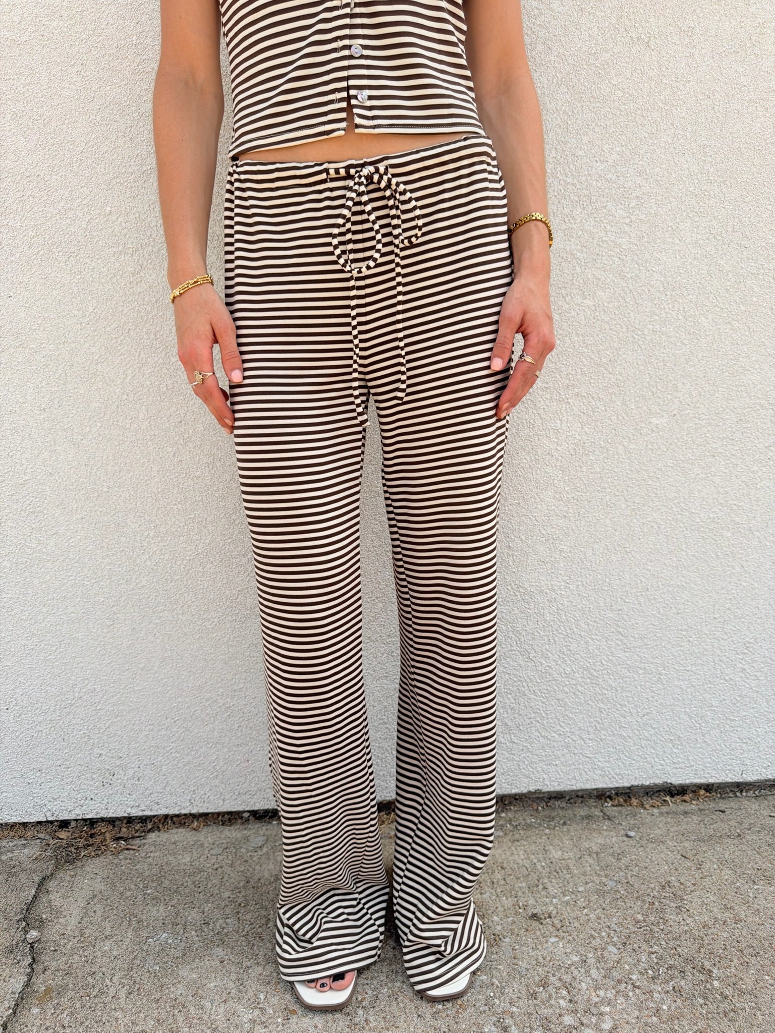 Brady Striped Pants - Brown/Ivory