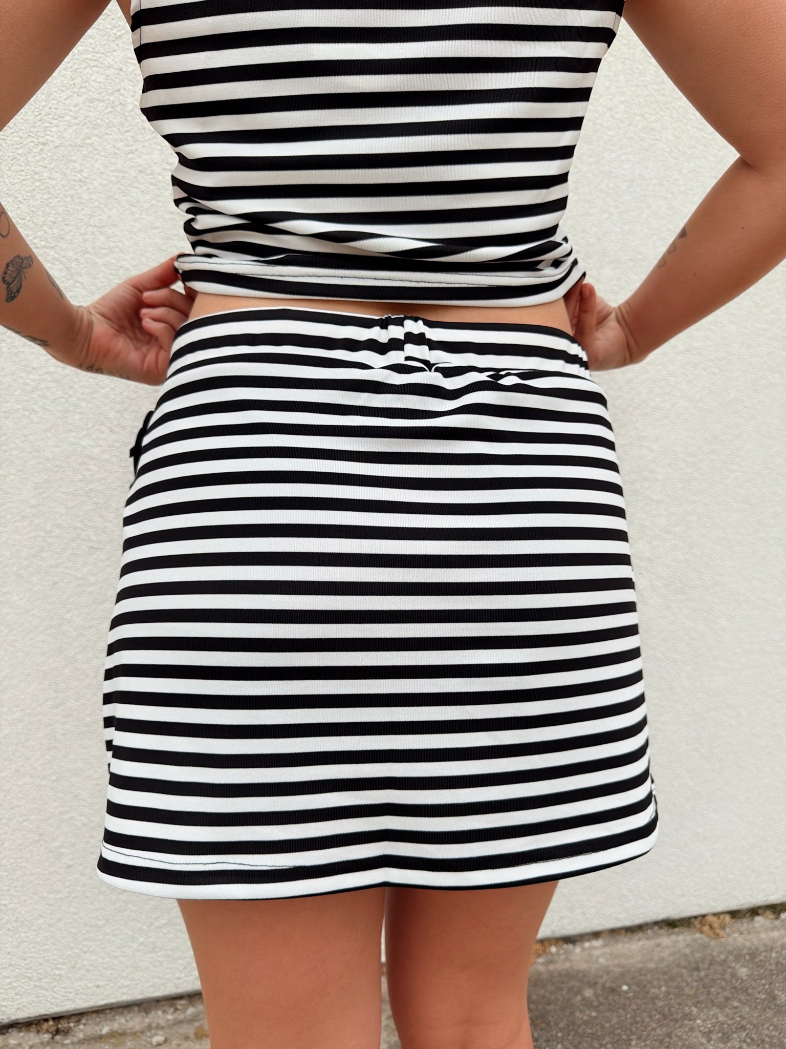 Weekender Stripe Skort - Black & White