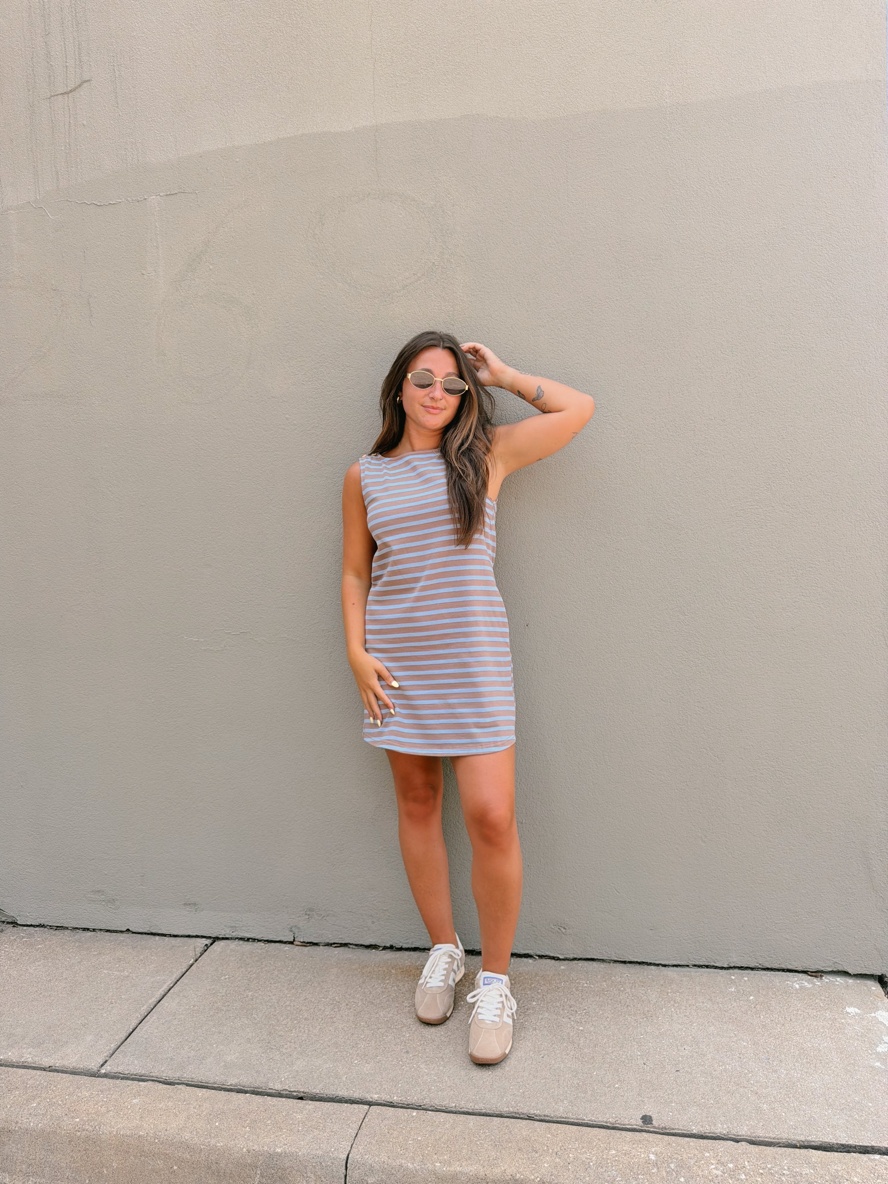 Sami Striped Boat Neck Mini Dress