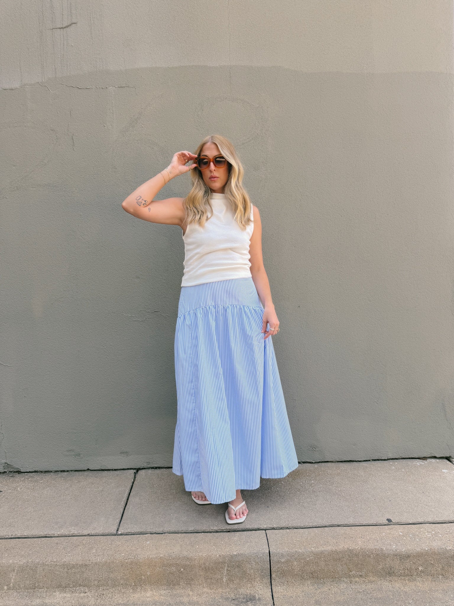 Set Your Sails Skirt - Blue & White Stripe