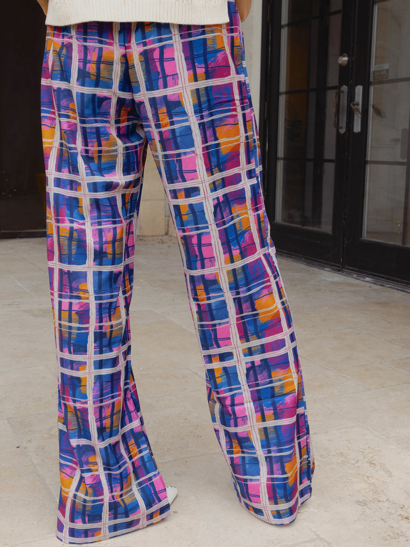 Billie Plaid Satin Pants