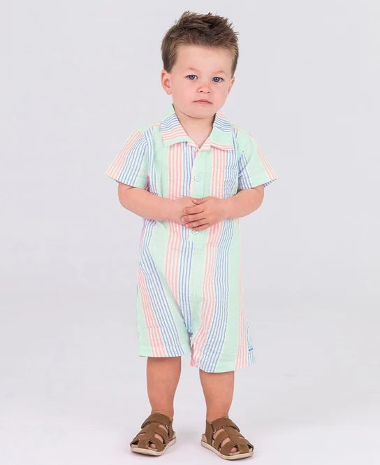 RuffleButts + RuggedButts Seersucker Woven Romper