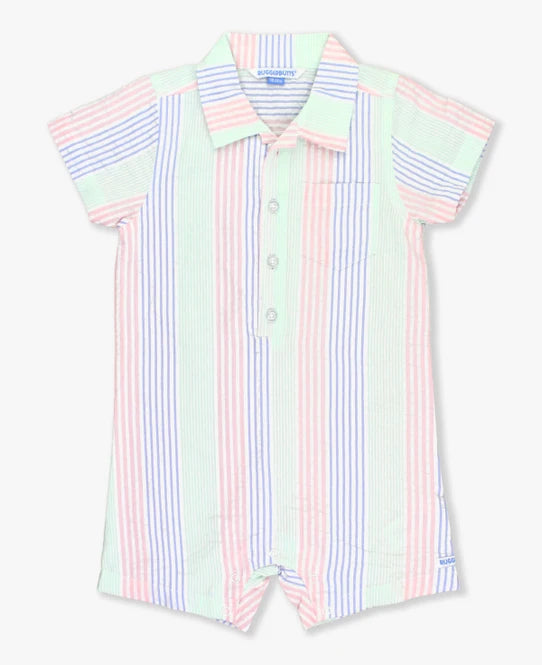 RuffleButts + RuggedButts Seersucker Woven Romper