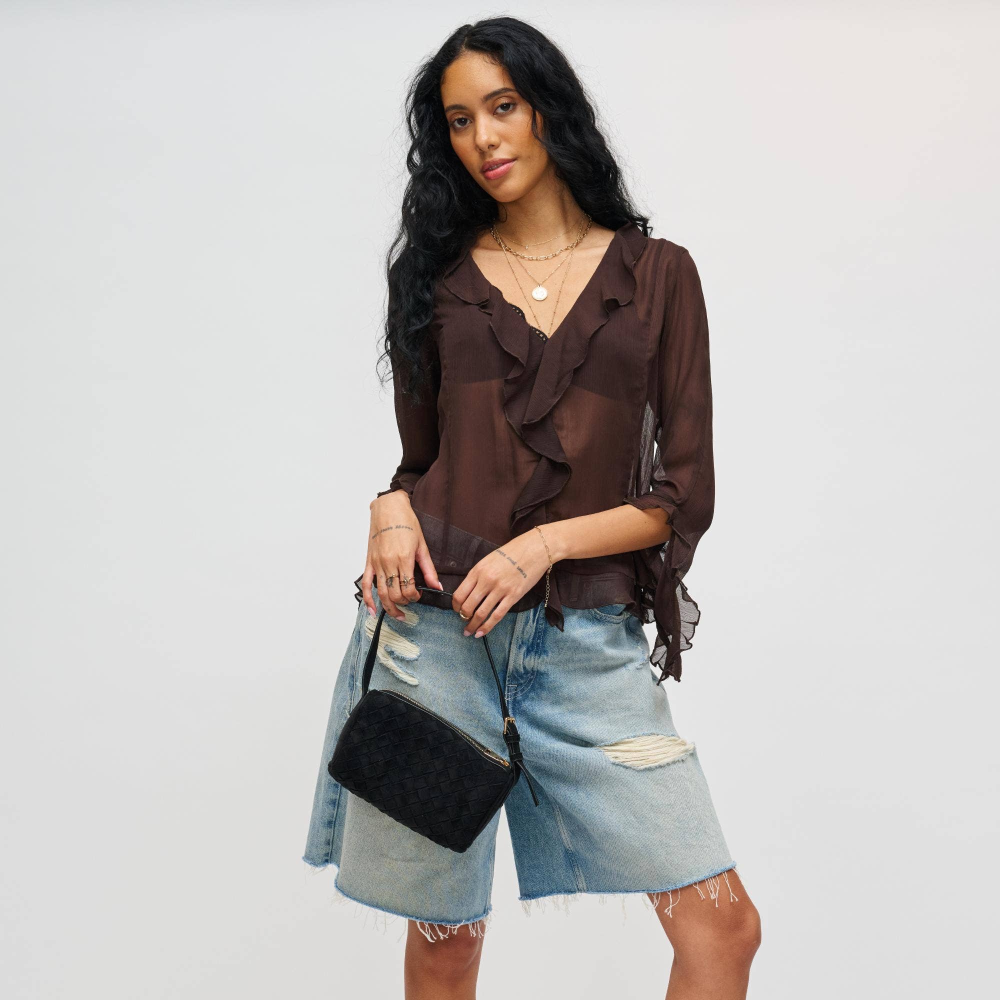 Rose Shoulder Bag: Black