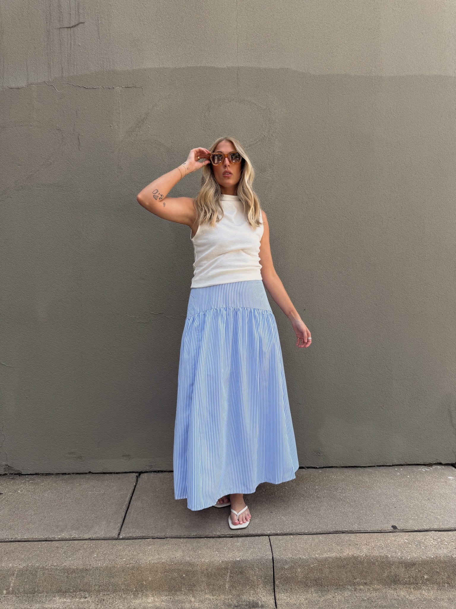 Set Your Sails Skirt - Blue & White Stripe