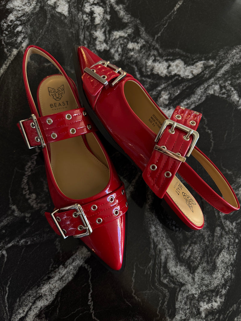 Red Buckle Flats