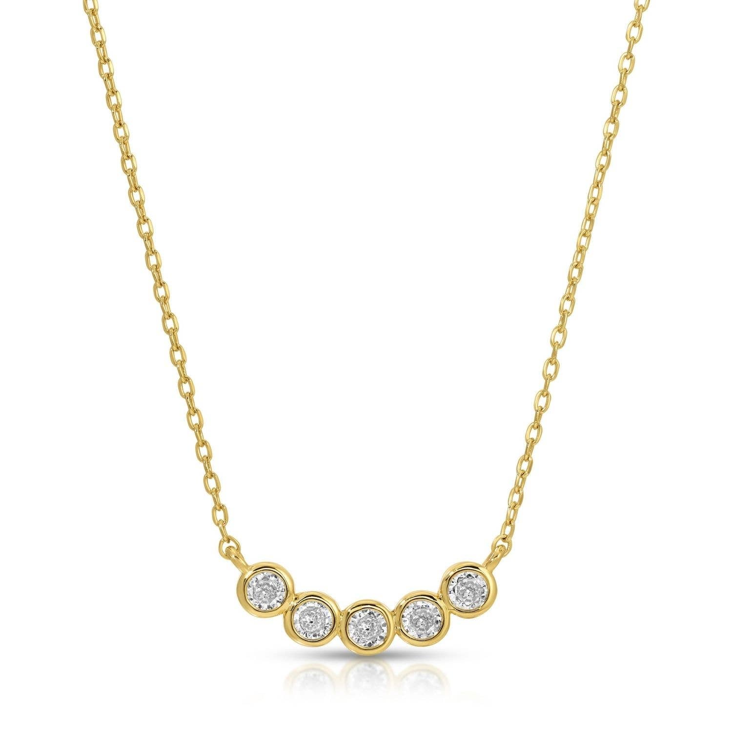 Faux Multi Diamond Necklace: Gold
