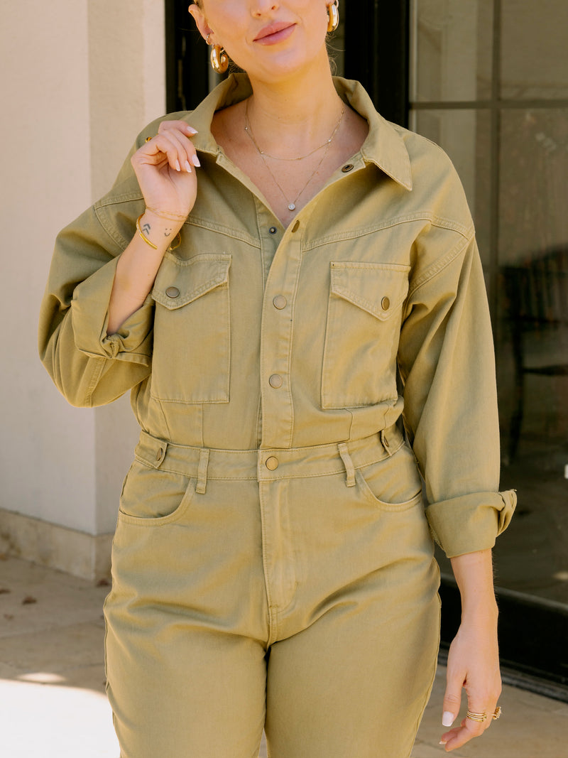 Washed Olive Utility Jumpsuit