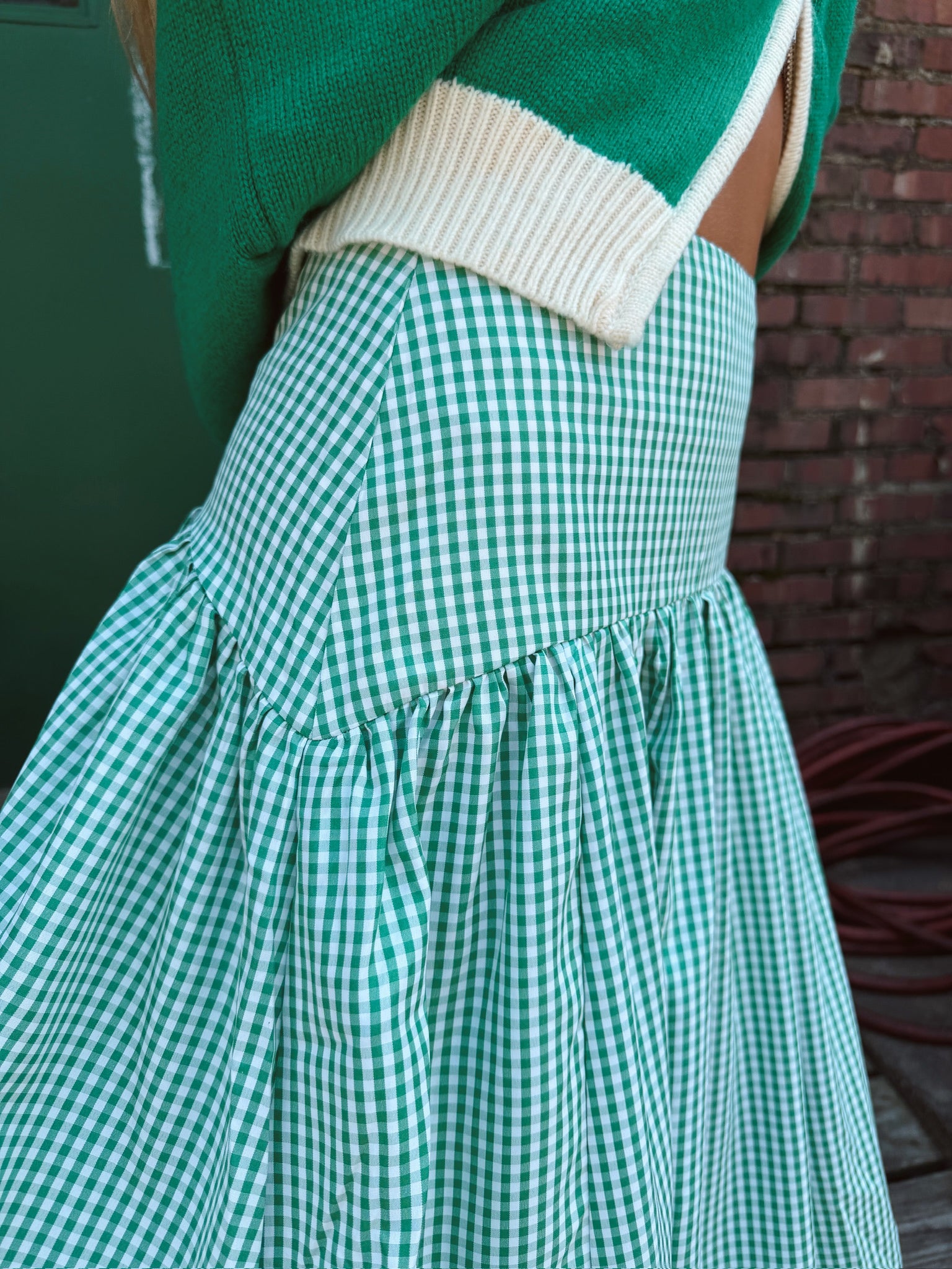 Set Your Sails Skirt - Green Gingham