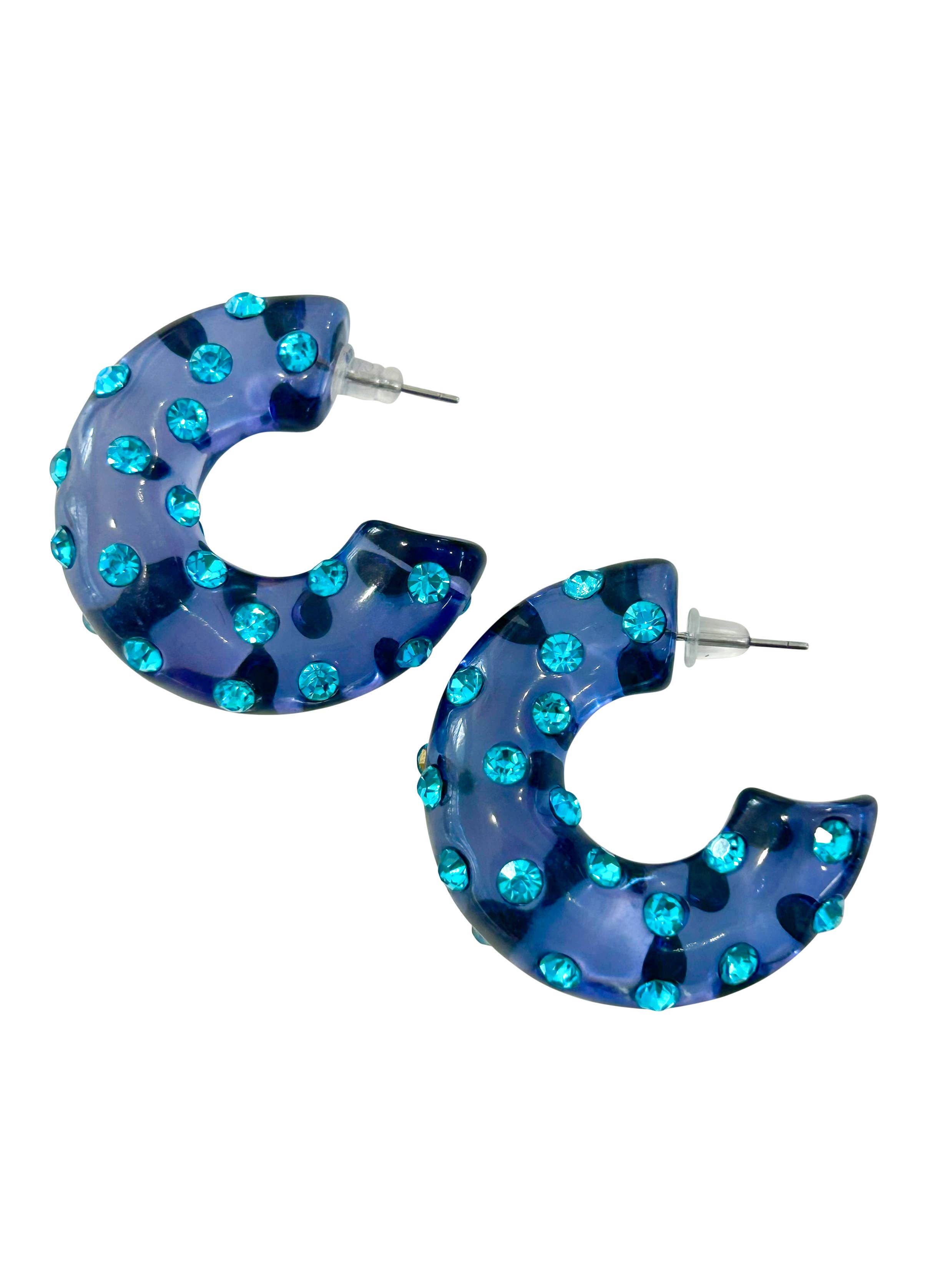 Aiden Gem Hoop Earrings - Blue