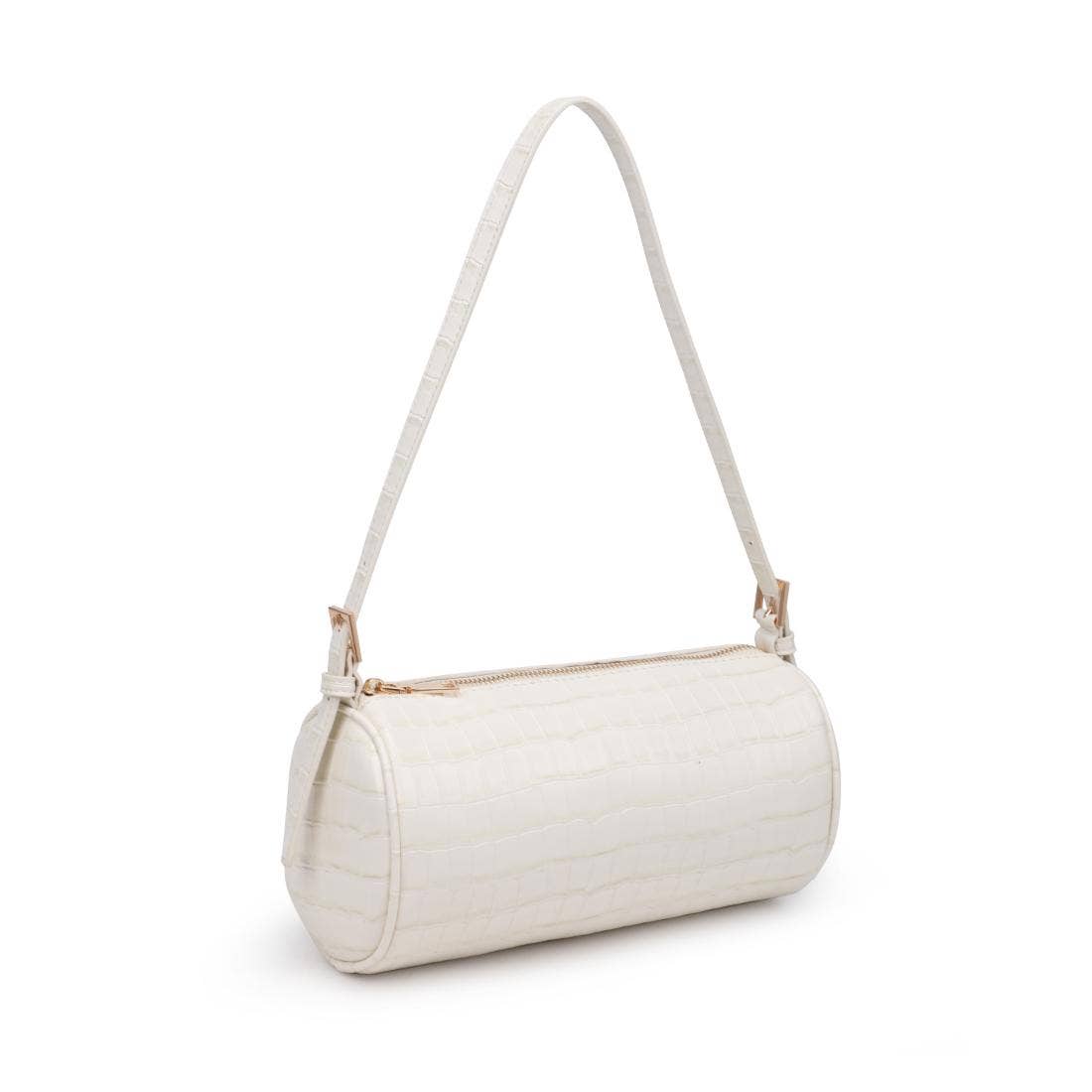 Rachel - Croco Shoulder Bag: Bone