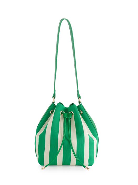 Isla Green Stripe Bucket Bag