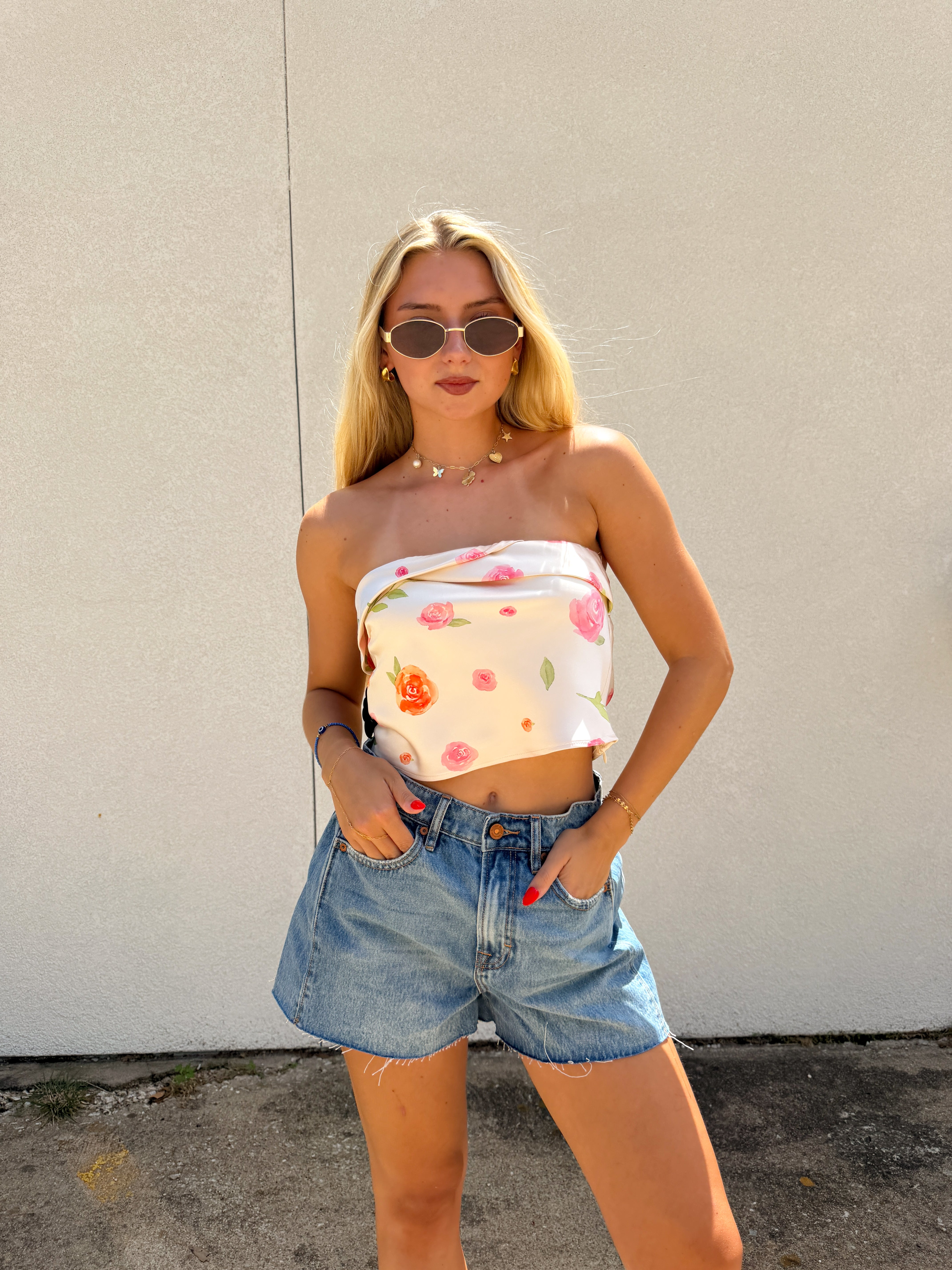 A-Line Medium Wash Denim Shorts