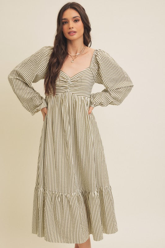 Paige Green Stripe Midi Dress