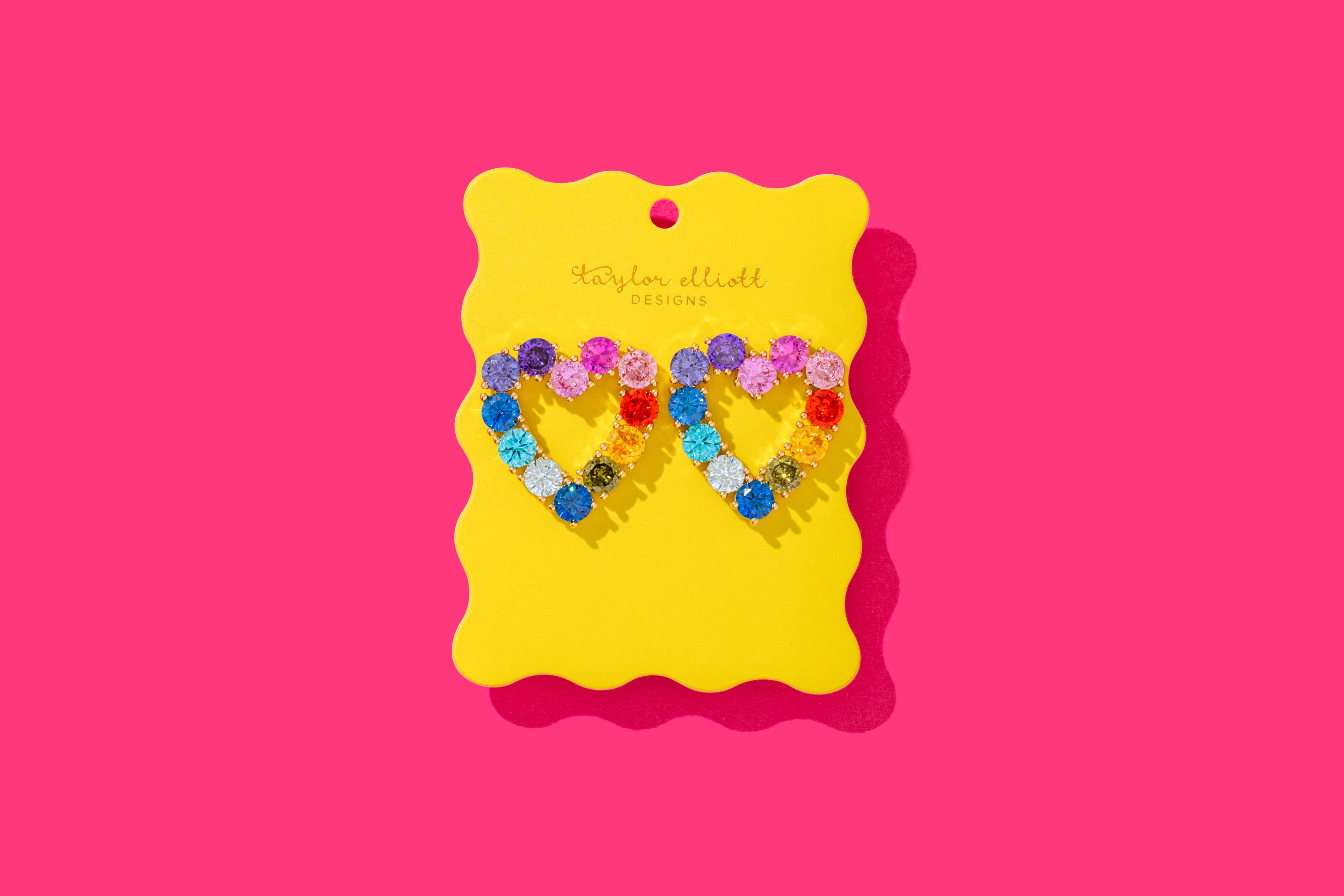 Katie Hearts w/ Colorful Gems Drop Earrings