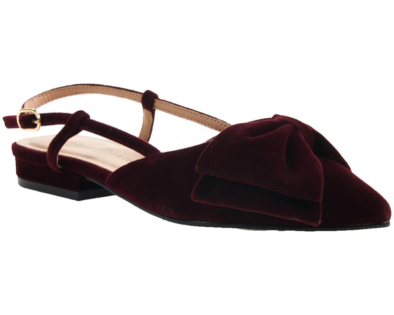 Chinese Laundry Harmony Burgundy Velvet Ankle Strap Flat