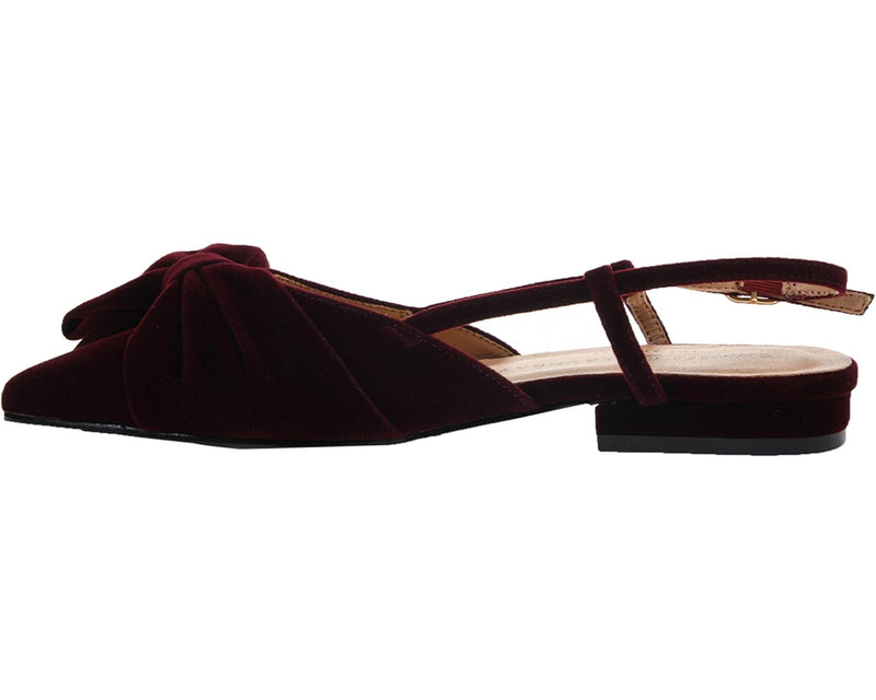 Chinese Laundry Harmony Burgundy Velvet Ankle Strap Flat
