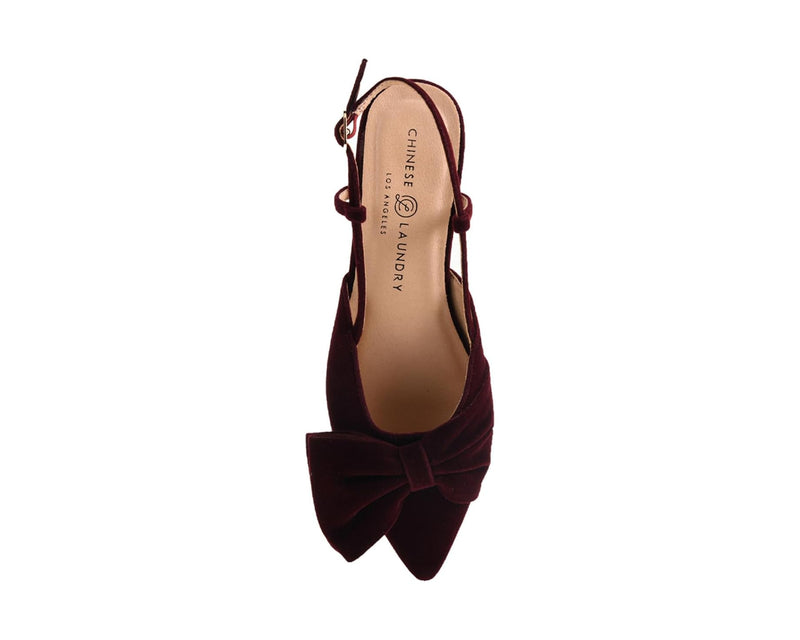 Chinese Laundry Harmony Burgundy Velvet Ankle Strap Flat